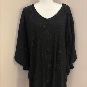 Chic Black Sequin V-Neck Blouse